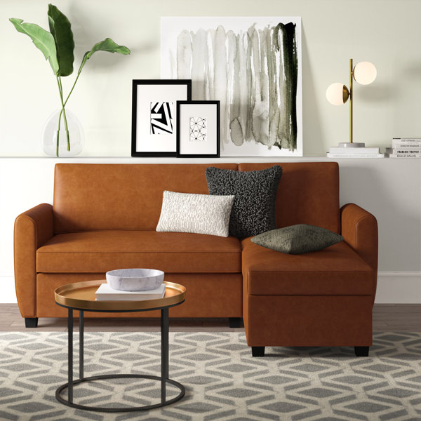 Mercury Row® Morrisey 81.5" Wide Faux Leather Reversible Sleeper Sofa